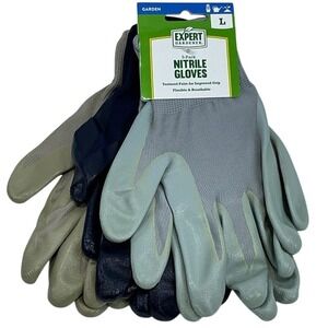 Expert Gardener Nitrile Gloves 3 Pack Large Textured Grip Garden Work